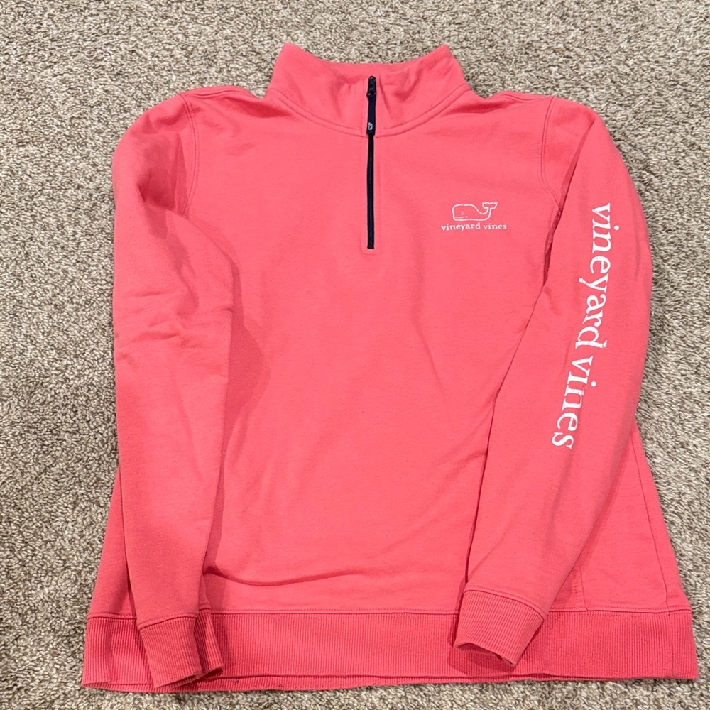 Vineyard Vines Coral Quarter-Zip Pullover